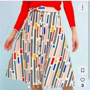 Anthropologie A-Line Skirt with Colorful Geometric Pattern